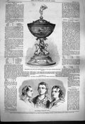 Antique Old Print *3803 1861 Head-Dresses Friesland Women Queen'S Cup Yacht