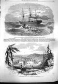 Original Old Antique Print 1861 Peninsular Candia Ship Red Sea GMining 19th