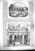 Original Old Antique Print 1861 Royal Horticultural Society Gardens Kensington