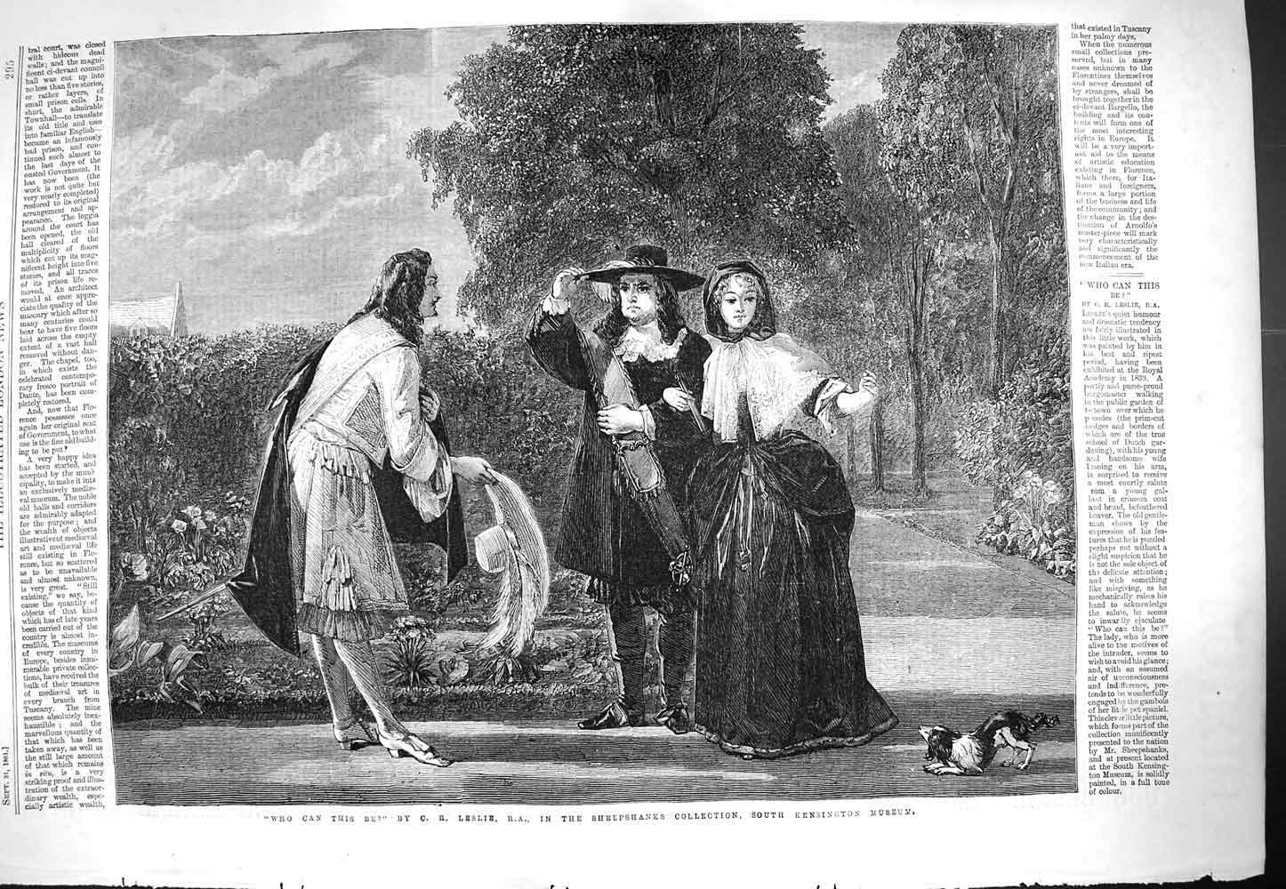 Original Old Antique Print 1861 Who Can This Be Leslie Sheepchanks Kensington