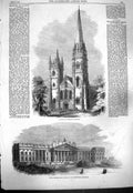 Original Old Antique Print 1861 Llandaff Cathedral Library Museum Art Australia