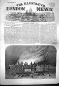 Original Old Antique Print 1861 Burning Capesthorne Hall Cheshire Fire F 19th