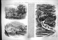 Original Old Antique Print 1861 Mountain Pass Fizen Takiwa Japan Bridge Isahaja