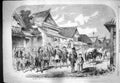 Original Old Antique Print 1861 Scene Japan Escort Matchlockmen Omura People