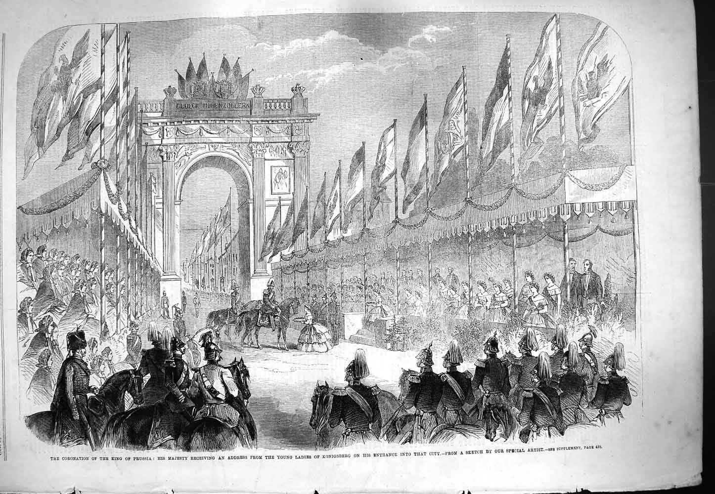 Antique Print *3805 1861 Coronation King Prussia Konigsberg Ladies Address