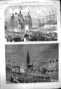Old Antique Print 1861 Coronation King Prussia Berlin Dantzic Alexander 19th