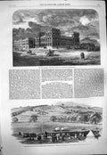 Old Antique Print 1861 General Post Office Edinburgh Surrey Peckham Rye 19th