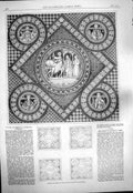 Old Antique Print 1861 Incised Pavement Choir Lichfield Cathedral Design 19th