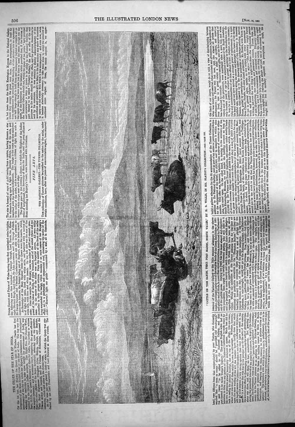 Original Old Antique Print 1861 Cattle Sands Port Madoc North Wales Flatou 19th