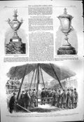Original Old Antique Print 1861 Lord Berners Agricultural Islington Cup Wales