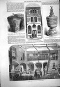 Original Old Antique Print 1861 Gilbey Wine Stores Titchfield Oxford Ivory Cup