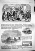 Original Old Antique Print 1861 Fort Montgomery Meteor Theatre Slave Market