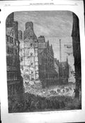 Old Antique Print 1861 Ruins House High Street Edinburgh Rescue Mission 19th