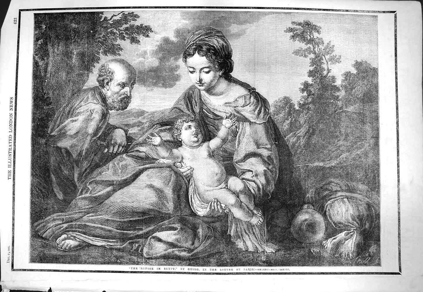 Original Old Antique Print 1861 Egypt Family Baby Guido Louver Paris France