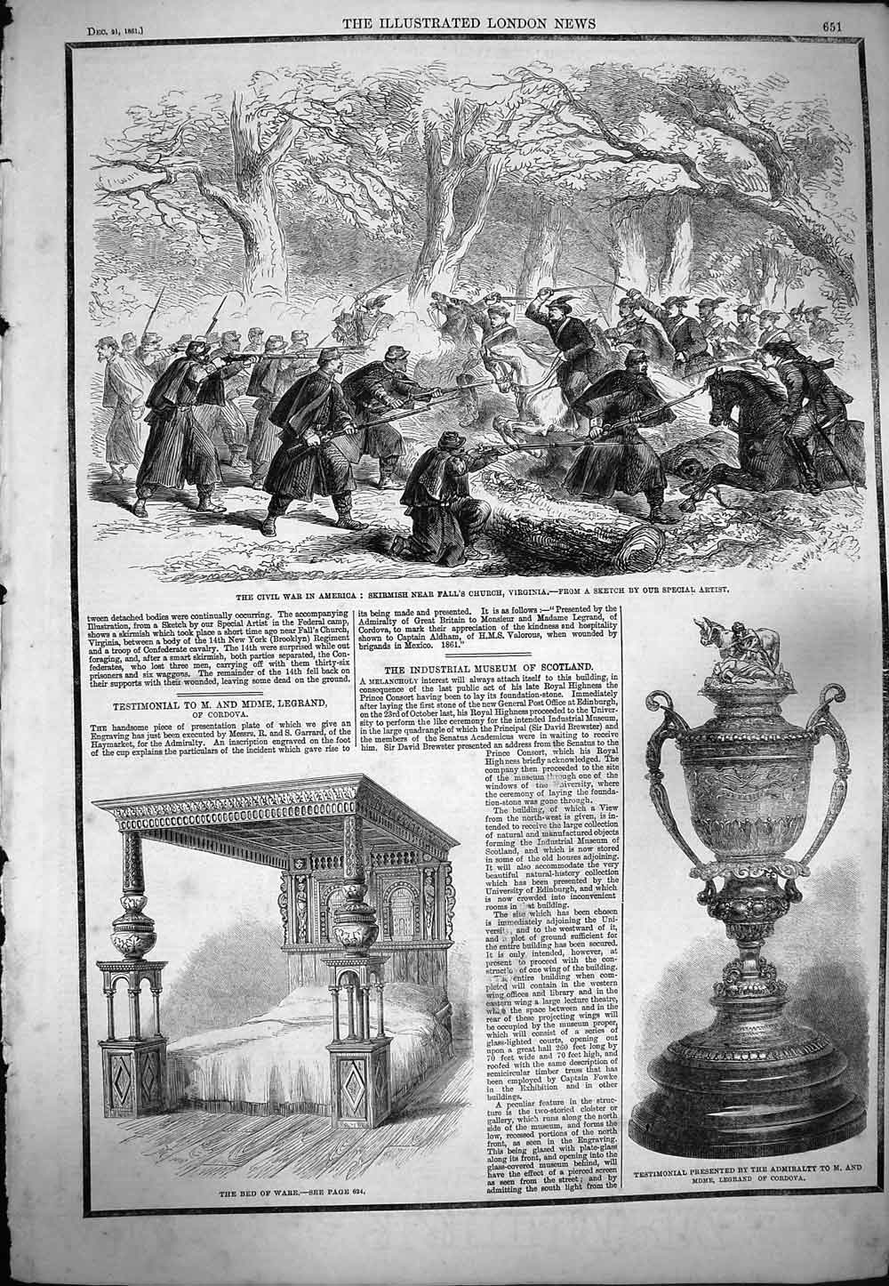 Original Old Antique Print 1861 Civil War America Virginia Testimonial Cordova
