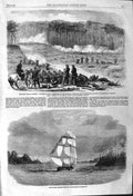 Old Antique Print 1862 War America Bucktail Rifles Virginia Ship Calypso 19th