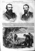 Original Old Antique Print 1862 Burke Wills Explorers Australia Burial Victorian