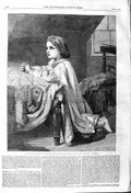 Original Old Antique Print 1862 Lejeune Fine Art Child Praying Bedside Morby