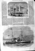Original Old Antique Print 1862 Drill Shed Blackheath Rucker Hong Kong Ship 19th