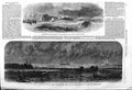 Original Old Antique Print 1862 SouthwLife-Boat War America Hatteras Spit Ship