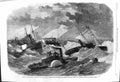 Original Old Antique Print 1862 War America Picket Ships Burnside Hatteras Bar