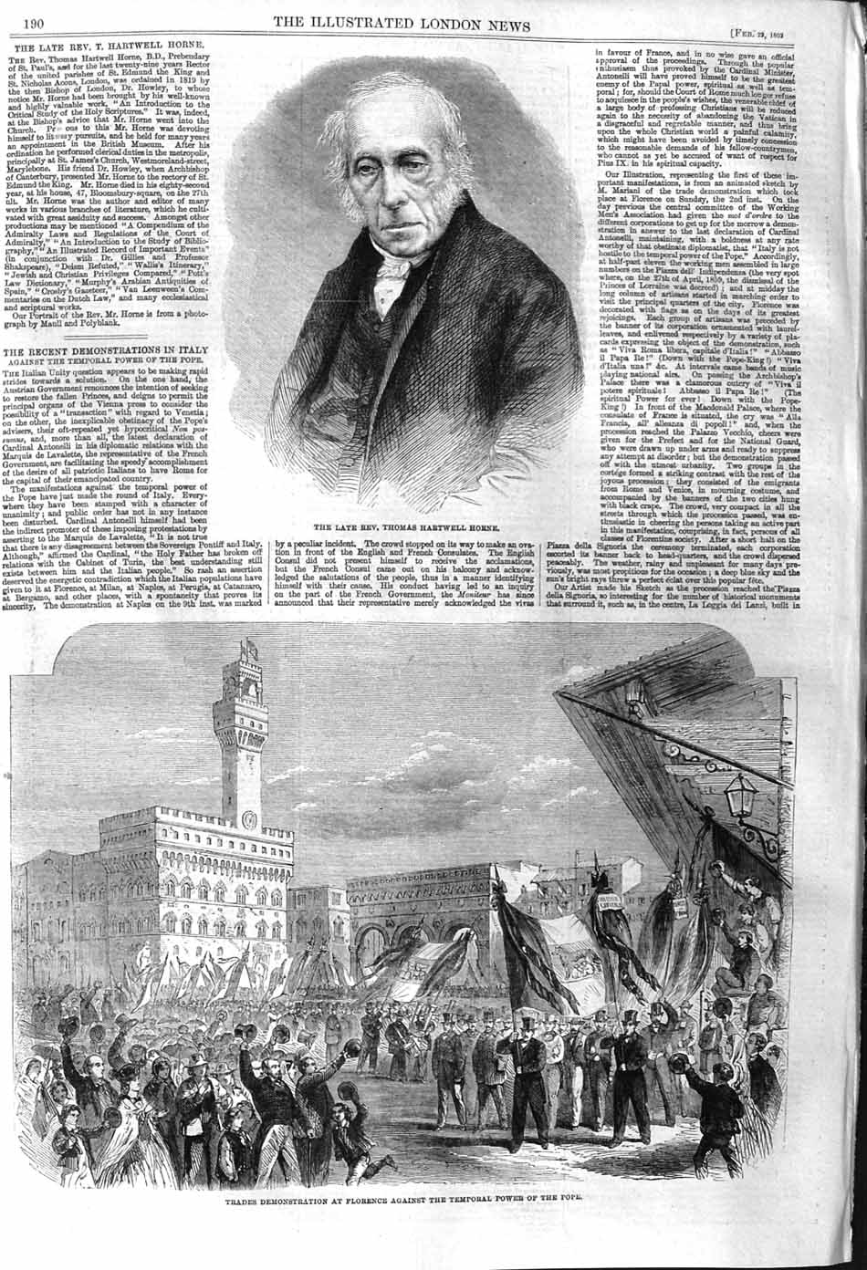 Original Old Antique Print 1862 Thomas Hartwell Horne Trades Florence Pope 19th