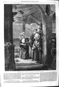 Original Old Antique Print 1862 Frank Wyburd Fine Art Convent Shrine Ladies
