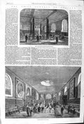 Original Old Antique Print 1862 School England Charterhouse Study Schoolroom