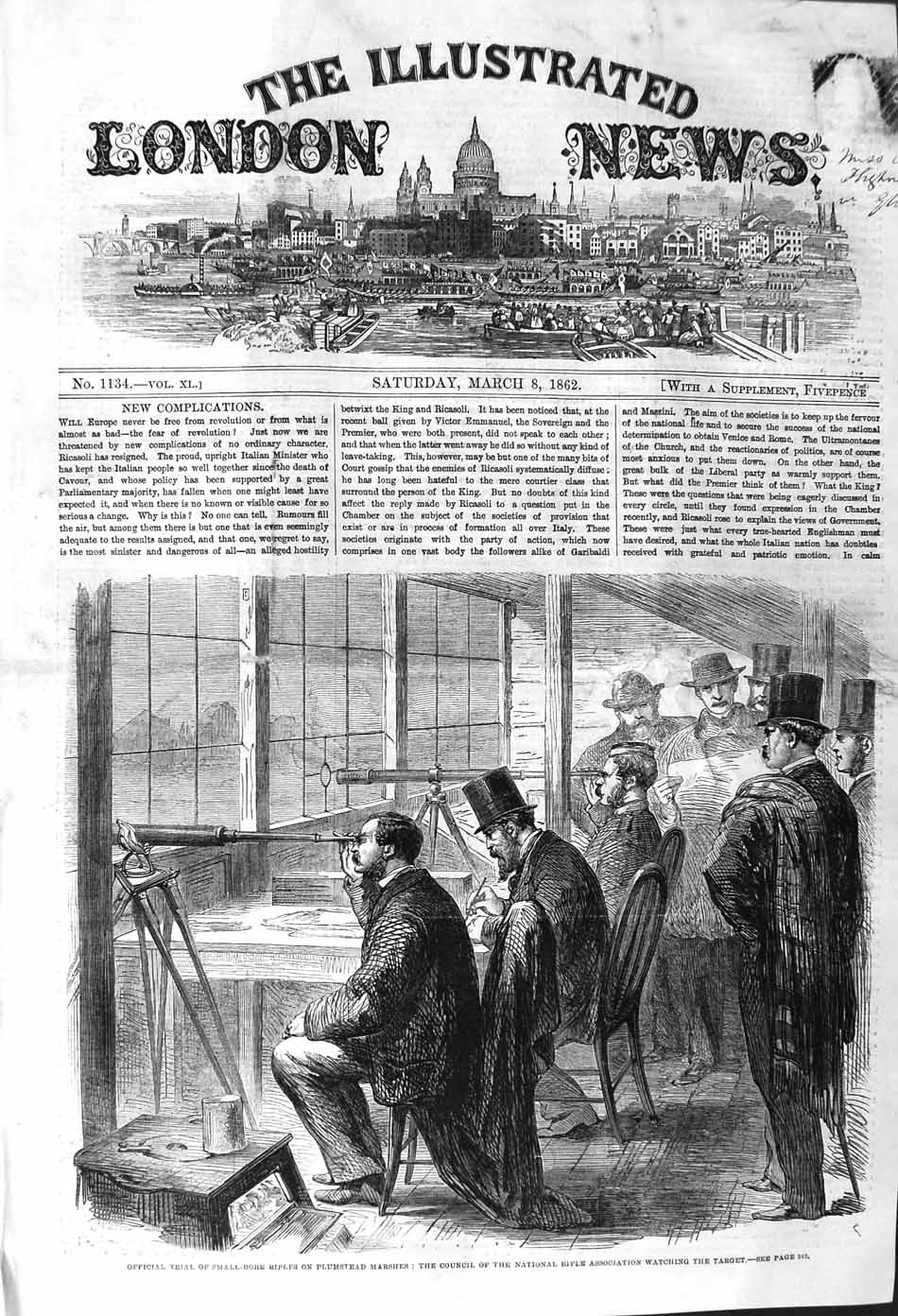Old Antique Print 1862 Trial Small-Bore Rifles Plumstead Marshes Council 19th