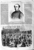 Original Old Antique Print 1862 Sandford International Exhibition Painters Shop