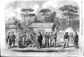 Original Old Antique Print 1862 War America Camp Georgia Roanoke Island Pr 19th