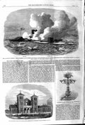 Original Old Antique Print 1862 War America Merrimac Monitor Protestant School