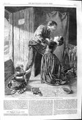 Original Old Antique Print 1862 Scene Return Lost Sailor Man Woman Romance 19th