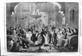 Original Old Antique Print 1862 Soiree Aleppo Dancing Smoking Pipes Victorian