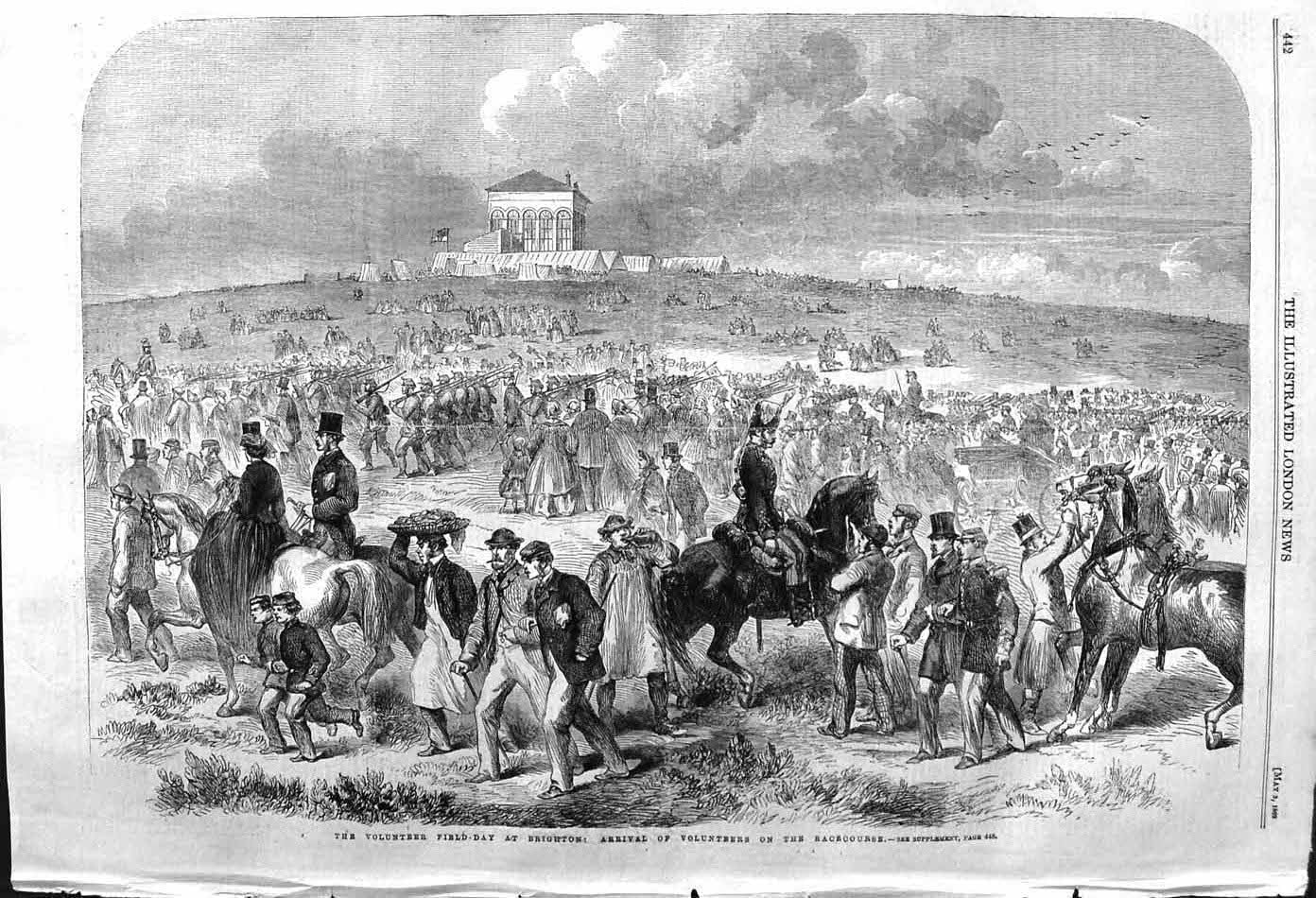 Original Old Antique Print 1862 War Volunteers Brighton Lady Belhaven Edinburgh