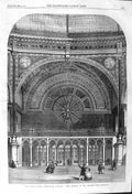 Original Old Antique Print 1862 International Exhibition Building Western Dome