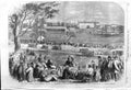 Original Old Antique Print 1862 Cricket Match England South Wales Sydne 19th