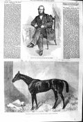 Original Old Antique Print 1862 Captain William Wilson Marquis Horse Newmarket