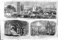 Original Old Antique Print 1862 Roman Catholic Church Protestant Fire E 19th