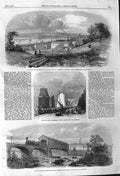 Original Old Antique Print 1862 War America Richmond Virginia Bridge Jame 19th