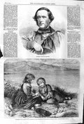 Original Old Antique Print 1862 Professor Sterndale Bennett Children Sea Mo 19th