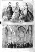 Original Old Antique Print 1862 Fashion Choral Festival Sherborne Abbey Church