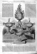 Original Old Antique Print 1862 Loving Cup Milton Vase Shakspeare Byron Poets