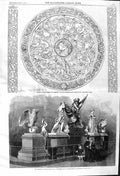 Old Antique Print 1862 Chased Silver Shield Lambert Iron Figure Casting 19th