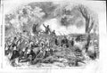 Original Old Antique Print 1862 Sham Fight Panshanger Park Middlesex Volunteers