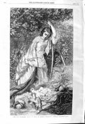 Original Old Antique Print 1862 Fair Haymaker Hicks Mother Little Girl Farming
