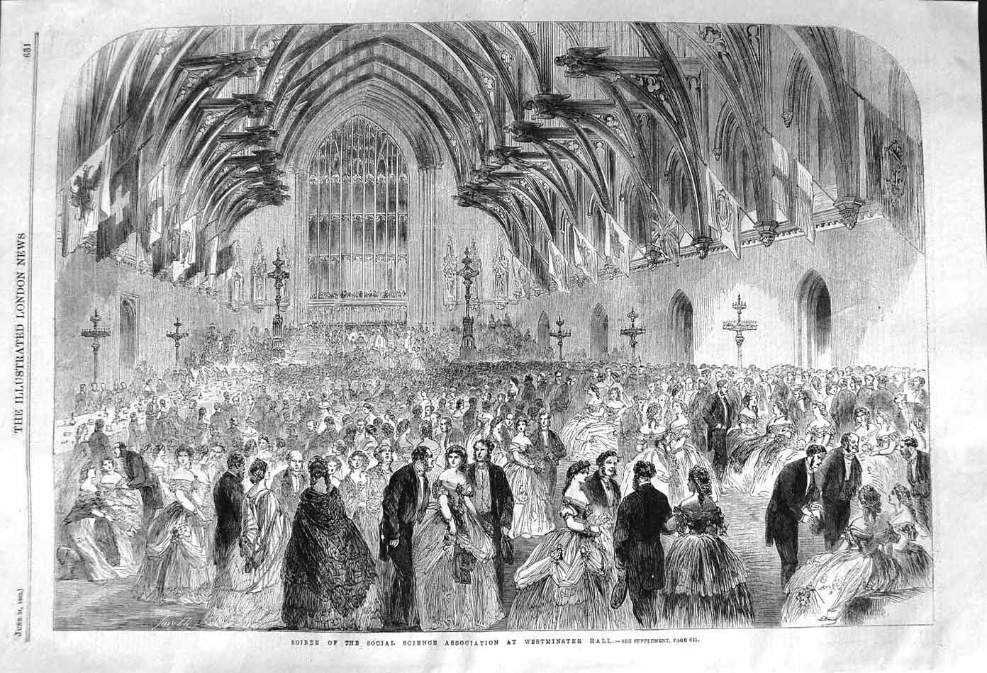Antique Print *3748 1862 Soiree Social Science Association Westminster Hall