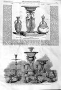 Old Antique Print 1862 Queen Desert Service Porcelain Parian Globe Vase 19th