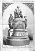 Original Old Antique Print 1862 Plaster Monument Shakspeare Modelled Thomas