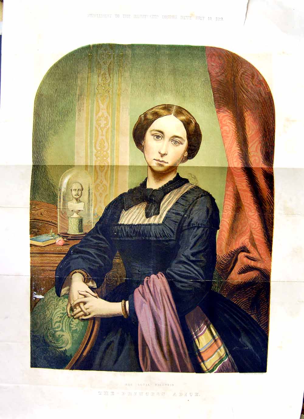 Original Old Antique Print 1862 Colour Portrait Royal Highness Princess Alice 0
